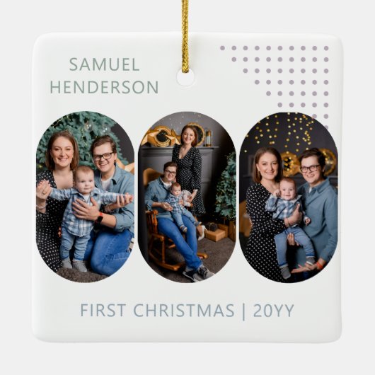 新生児初めてのクリスマス6写真Any Color セラミックオーナメント (裏面)