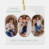 新生児初めてのクリスマス6写真Any Color セラミックオーナメント (正面)