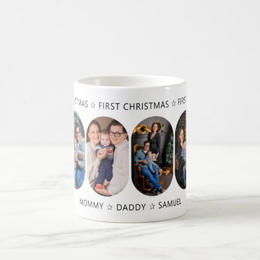 新生児初めてのクリスマス6 Rounded Lozenge写真 コーヒーマグカップ (中央)