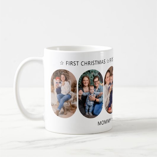 新生児初めてのクリスマス6 Rounded Lozenge写真 コーヒーマグカップ (左)