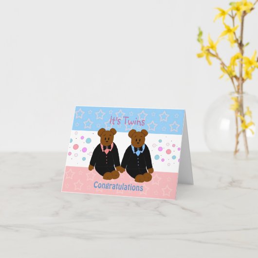 新生児双子 カード (黄色い花)