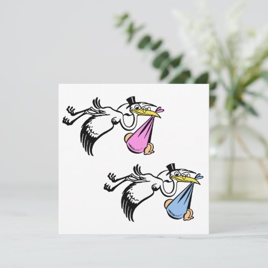 新生児双子 案内状 (スタンド正面)