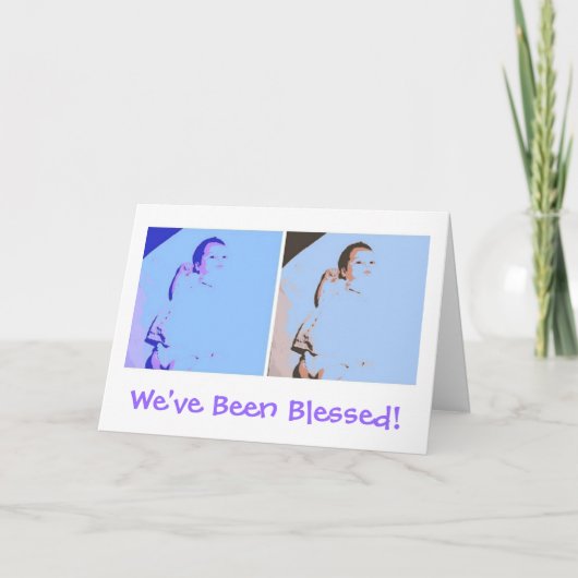 新生児双子 案内状 (正面)