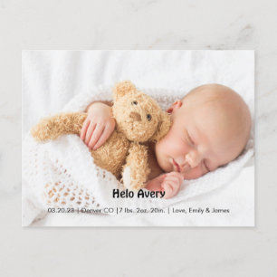 新生児告知インスタントダウンロードフォトベビー ポストカード