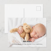 新生児告知インスタントダウンロードフォトベビー ポストカード (正面/裏面)