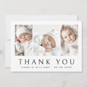 新生児告知3枚の写真サンキューカード サンキューカード (正面)