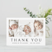 新生児告知3枚の写真サンキューカード サンキューカード (スタンド正面)