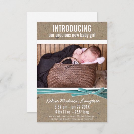 新生児告知（大きい写真） 案内状 (正面/裏面)