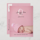 新生児女の子の誕生発表フォトポストカード 案内ポストカード (正面/裏面)