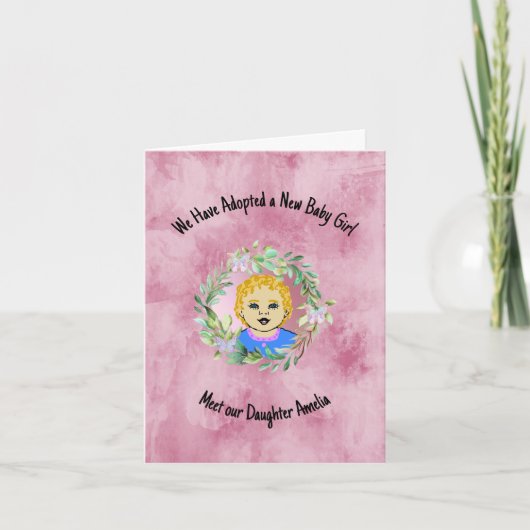 新生児女子採用パーティの招待状 サンキューカード (正面)