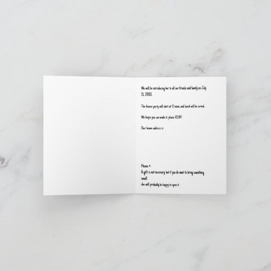 新生児女子採用パーティの招待状 サンキューカード (内部)