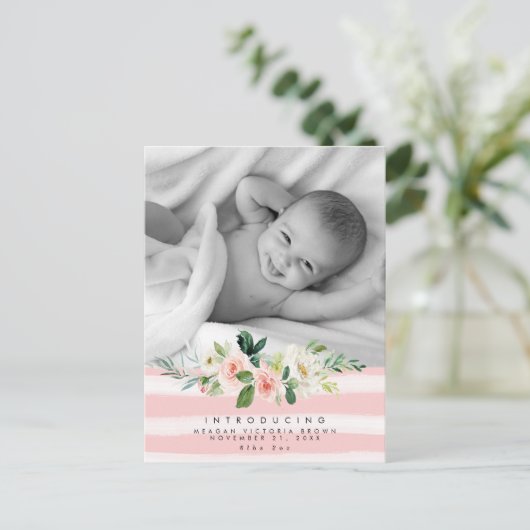 新生児女子生誕発表写真はがき 案内ポストカード (スタンド正面)