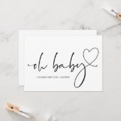 新生児妊娠おめでとうOhベビーシャワー カード (正面/裏面インサイチュ)