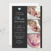 新生児少年のお知らせ/サンキューカードA5 案内状 (正面/裏面)