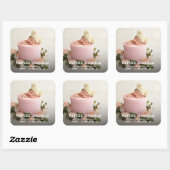 新生児少年の出産の発表写真モダン スクエアシール (シート)