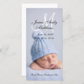 新生児少年の誕生の発表の写真カード 案内状 (正面/裏面)