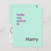 新生児少年の誕生の発表ブルーモダンパープル ポストカード (正面/裏面)