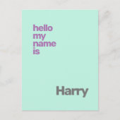 新生児少年の誕生の発表ブルーモダンパープル ポストカード (正面)