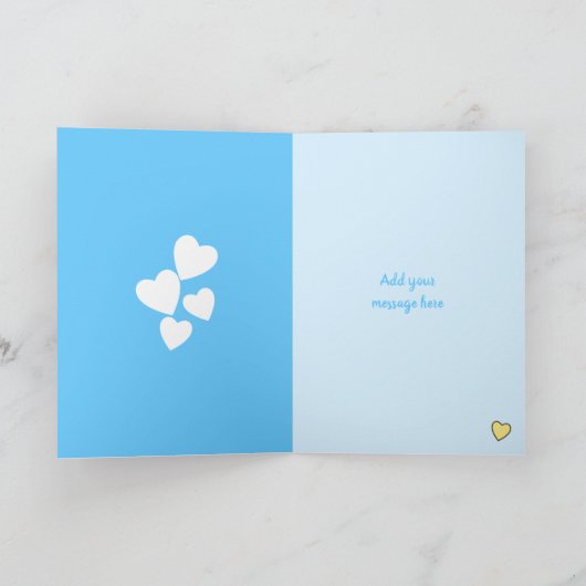 新生児少年テディは青い挨拶をする カード (内部)