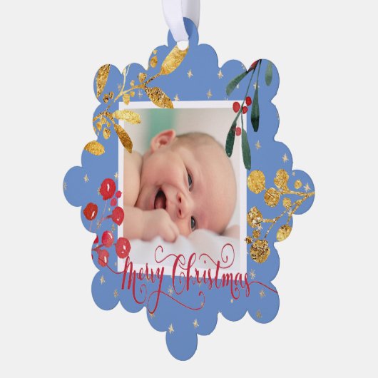 新生児少年メリークリスマス オーナメントカード (左)