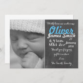 新生児少年/出産案内カードパーソナライズされた/ 案内状 (正面/裏面)