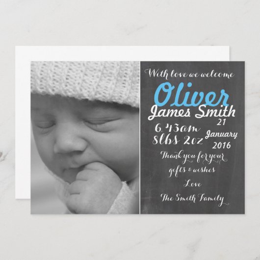 新生児少年/出産案内カードパーソナライズされた/ 案内状 (正面/裏面)
