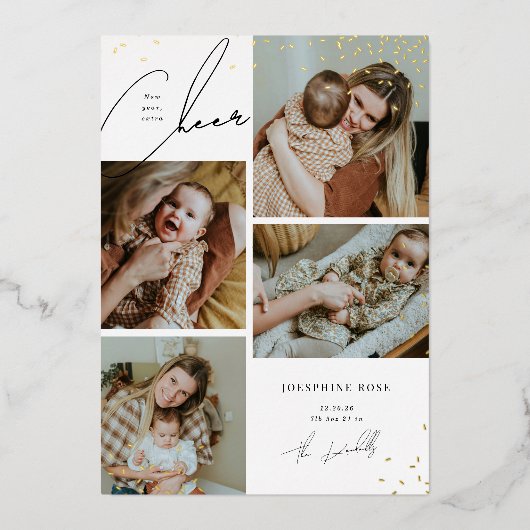 新生児応援ハッピーニューイヤーカード 箔シーズンカード (正面)