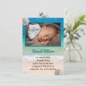 新生児息子の誕生発表海テーマ 招待状 (スタンド正面)