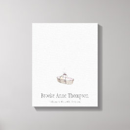 新生児指紋バルーンのゲストブック – ピンク キャンバスプリント