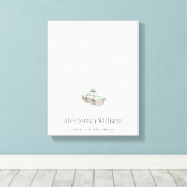 新生児指紋バルーンのゲストブック – 緑 キャンバスプリント (インサイチュ (ウッドフロア))