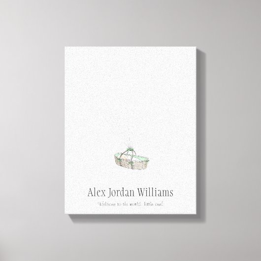 新生児指紋バルーンのゲストブック – 緑 キャンバスプリント (正面)