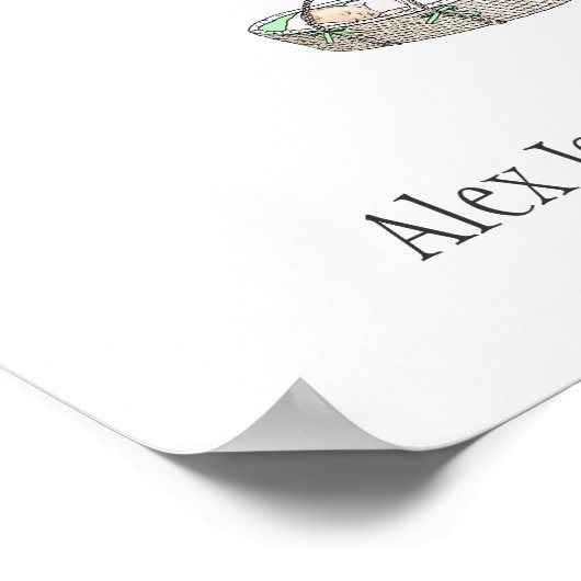 新生児指紋バルーンのゲストブック – 緑 ポスター (角)