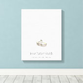 新生児指紋バルーンのゲストブック – 黄色 キャンバスプリント (インサイチュ (ウッドフロア))