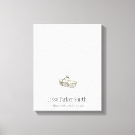 新生児指紋バルーンのゲストブック – 黄色 キャンバスプリント