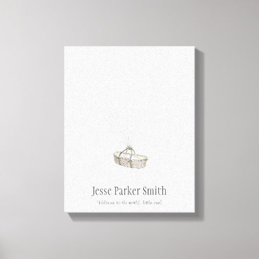 新生児指紋バルーンのゲストブック – 黄色 キャンバスプリント (正面)