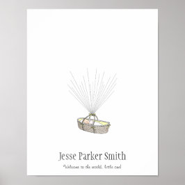 新生児指紋バルーンのゲストブック – 黄色 ポスター