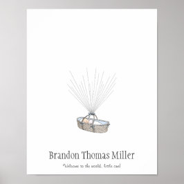 新生児指紋バルーンゲストブック – 青 ポスター