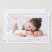 新生児生まれたばかりのガール誕生統計4写真 案内状 (正面)