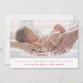 新生児生まれたばかりのガール誕生統計5写真 案内状 (正面)