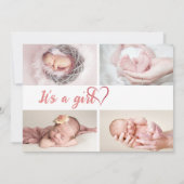 新生児生まれたばかりのガール誕生統計5写真 案内状 (裏面)