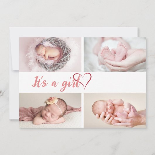 新生児生まれたばかりのガール誕生統計5写真 案内状 (裏面)