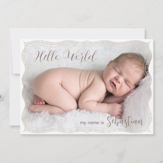 新生児生まれたばかりのボーイ誕生統計4写真 案内状 (正面)