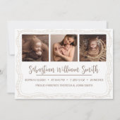 新生児生まれたばかりのボーイ誕生統計4写真 案内状 (裏面)