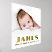 新生児生まれたばかりの名の日付の長さ重量写真 箔ポスター (レイダウン)