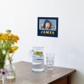 新生児生まれたばかりの名の日付の長さ重量写真 箔ポスター (レイダウン (キッチン))