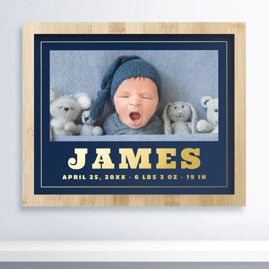 新生児生まれたばかりの名の日付の長さ重量写真 箔ポスター