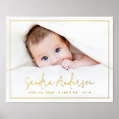 新生児生まれたばかりの名statsフォトスクリプト 箔ポスター (正面)