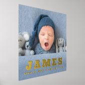 新生児生まれたばかりの名stats photo金ゴールドsilver 箔ポスター (レイダウン)