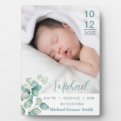 新生児生まれたばかりの誕生統計フォトテーブルトッププラーク フォトプラーク (正面)