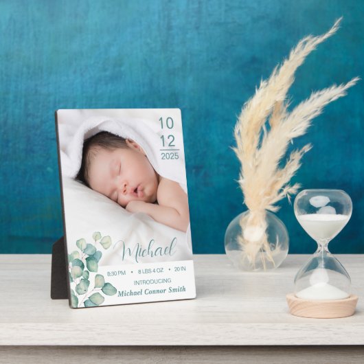 新生児生まれたばかりの誕生統計フォトテーブルトッププラーク フォトプラーク (側面)